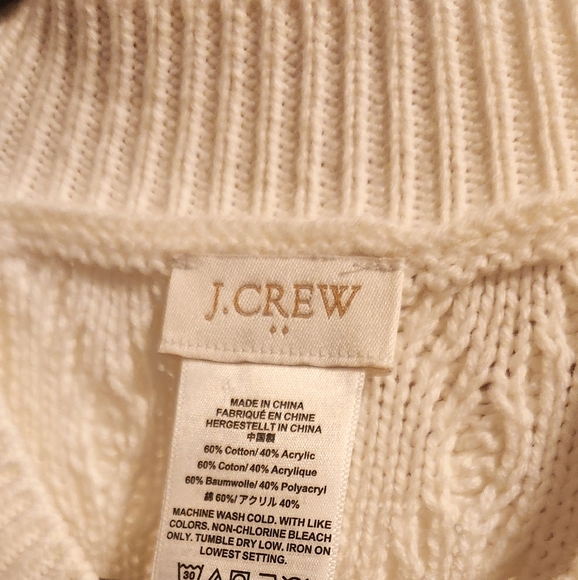 J. Crew Cream Cable Knit Poncho Sweater - Picture 4 of 6